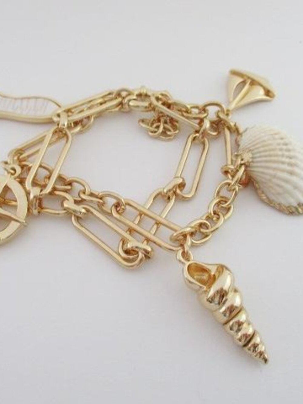 Gorgeous Gold-Tone Nautical Statement Charm Bracelet